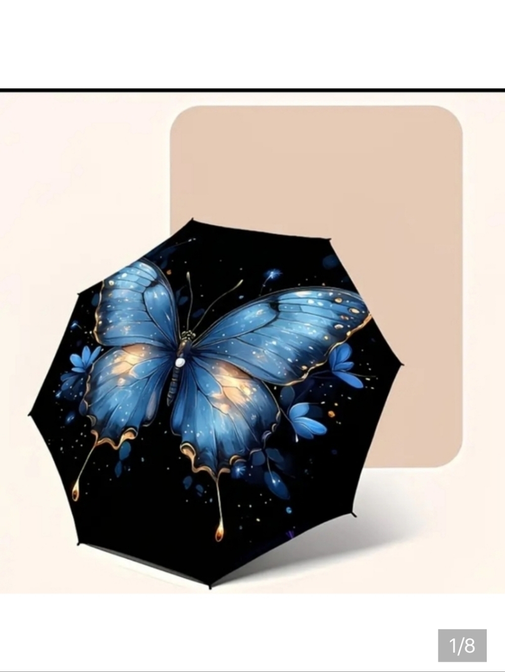 🆕️☔️🦋 BLUE BUTTERFLY BURST COMPACT UMBRELLA🦋☔️